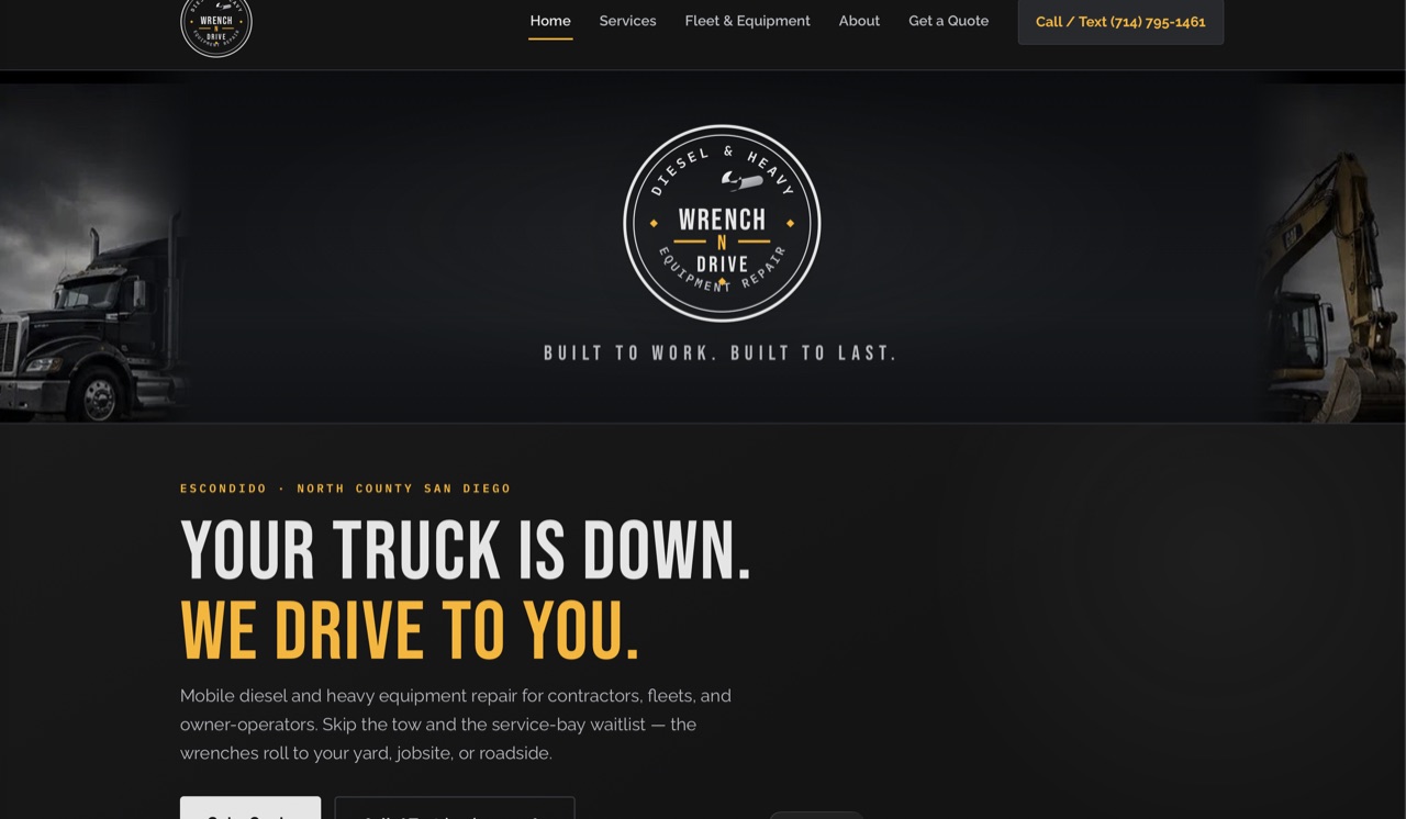 Wrench N Drive website homepage